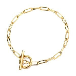18K Gold Plated Toggle Link Bracelet | Stainless Steel | Waterproof Jewelry